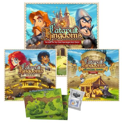 БЪНДЪЛ - CATAPULT KINGDOMS + ARTIFICER'S TOWER + SIEGE! + SET OF 2 GAMEMATS + DICE AMMO PACK