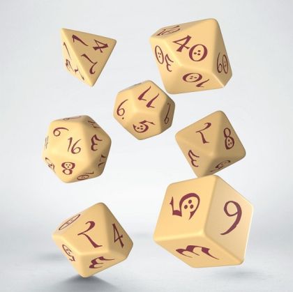 Q WORKSHOP CLASSIC RPG DICE SET - BEIGE/BURGUNDY