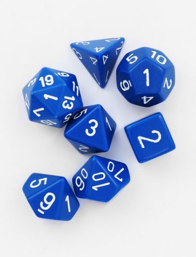 RPG DICE SET - CHESSEX - OPAQUE BLUE/ WHITE