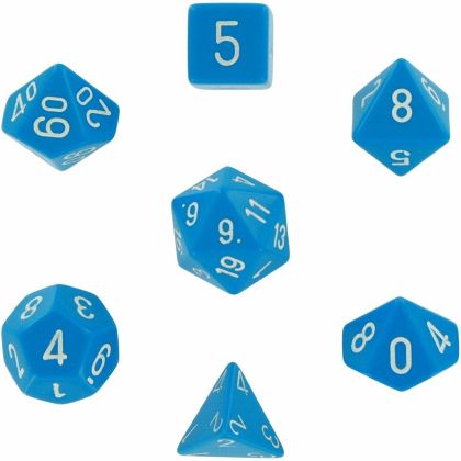 RPG DICE SET - CHESSEX - OPAQUE LIGHT BLUE/ WHITE