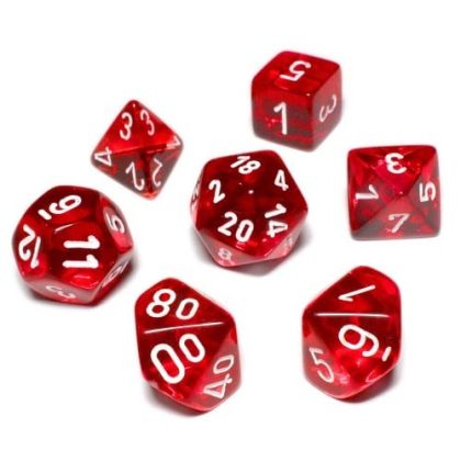 RPG DICE SET - CHESSEX - RED/ WHITE TRANSLUCENT