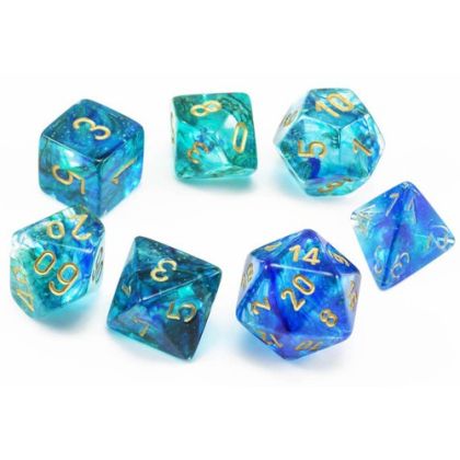 RPG DICE SET - CHESSEX - LUMINARY OCEANIC/ GOLD