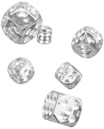 КОМПЛЕКТ ПОЛУПРОЗРАЧНИ  ЗАРОВЕ D6 – OAKIE DOAKIE DICE –  16 MM 12 БР. – ПРОЗРАЧНИ