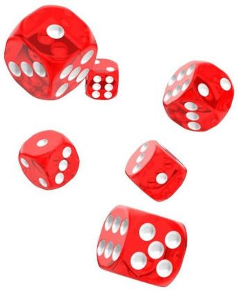 КОМПЛЕКТ ПОЛУПРОЗРАЧНИ  ЗАРОВЕ D6 – OAKIE DOAKIE DICE –  16 MM 12 БР. – ЧЕРВЕНИ