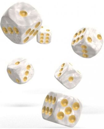 КОМПЛЕКТ MARBLE ЗАРОВЕ D6 – OAKIE DOAKIE DICE –  16 MM 12 БР. – БЕЛИ