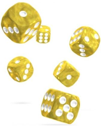 КОМПЛЕКТ MARBLE ЗАРОВЕ D6 – OAKIE DOAKIE DICE –  16 MM 12 БР. – ЖЪЛТИ