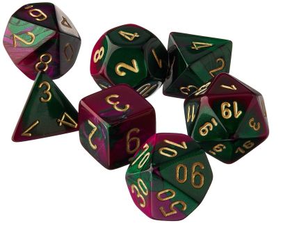 RPG DICE SET - CHESSEX - GREEN - PURPLE/GOLD