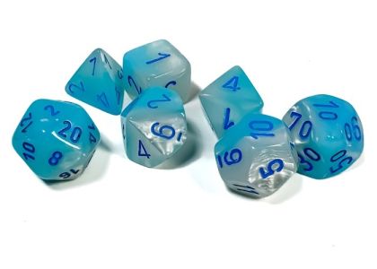 RPG DICE SET - CHESSEX - PEARL TURQUOISE - WHITE/BLUE