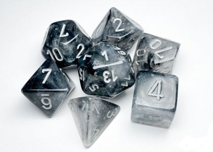 RPG DICE SET - CHESSEX - LUMINARY SMOKE/SILVER