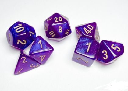 RPG DICE SET - CHESSEX - LUMINARY ROYAL PURPLE/GOLD