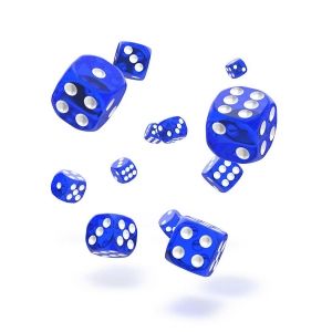 КОМПЛЕКТ ПОЛУПРОЗРАЧНИ  ЗАРОВЕ D6 – OAKIE DOAKIE DICE –  12 MM 36 БР. – СИНИ