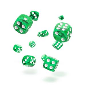 КОМПЛЕКТ ПОЛУПРОЗРАЧНИ  ЗАРОВЕ D6 – OAKIE DOAKIE DICE –  12 MM 36 БР. – ЗЕЛЕНИ