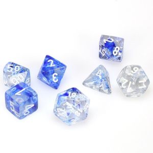 RPG DICE SET - CHESSEX - NEBULA DARK BLUE/WHITE