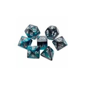 RPG DICE SET - CHESSEX - STEEL-TEAL/WHITE