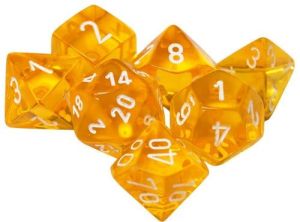 RPG DICE SET - CHESSEX - YELLOW/ WHITE TRANSLUCENT