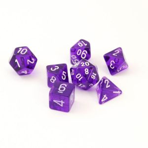 RPG DICE SET - CHESSEX - PURPLE/ WHITE TRANSLUCENT