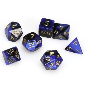 RPG DICE SET - CHESSEX -BLACK-BLUE/ GOLD