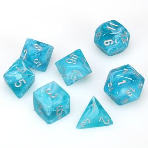 RPG DICE SET - CHESSEX - CIRRUS AQUA/ SILVER