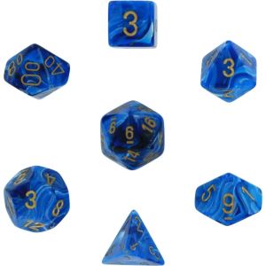 RPG DICE SET - CHESSEX - VORTEX BLUE/ GOLD