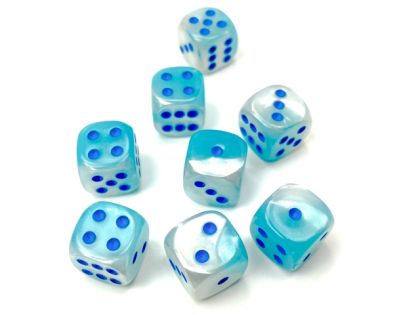 КОМПЛЕКТ ЛУМИНИСЦЕНТНИ ЗАРОВЕ D6 - CHESSEX - 12 MM 36 БР. – TURQUISE/BLUE