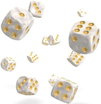 КОМПЛЕКТ MARBLE ЗАРОВЕ D6 – OAKIE DOAKIE DICE –  12 MM 36 БР. – БЕЛИ