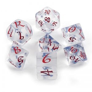 Q WORKSHOP CLASSIC RPG DICE SET - TRANSPARENT BLUE/RED