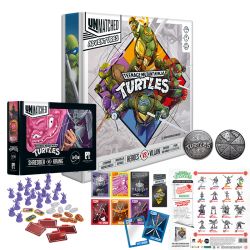 БЪНДЪЛ UNMATCHED ADVENTURES: TEENAGE MUTANT NINJA TURTLES ALL IN - ULTIMATE MINIATURE PACK + SHREDDER VS  KRANG + DELUXE TOKENS + SLEEVES + COLLECTOR COIN + ALT ART + FOIL CARDS